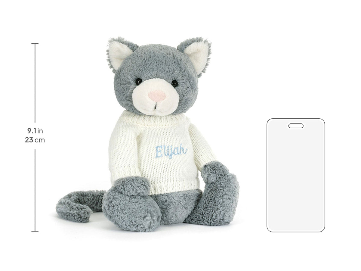 Bashful Kitten with Personalized Cream Jumper