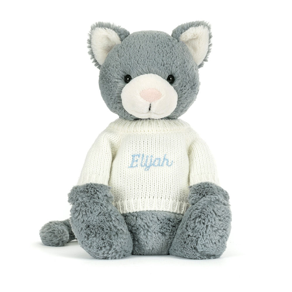 Bashful Kitten with Personalized Cream Jumper