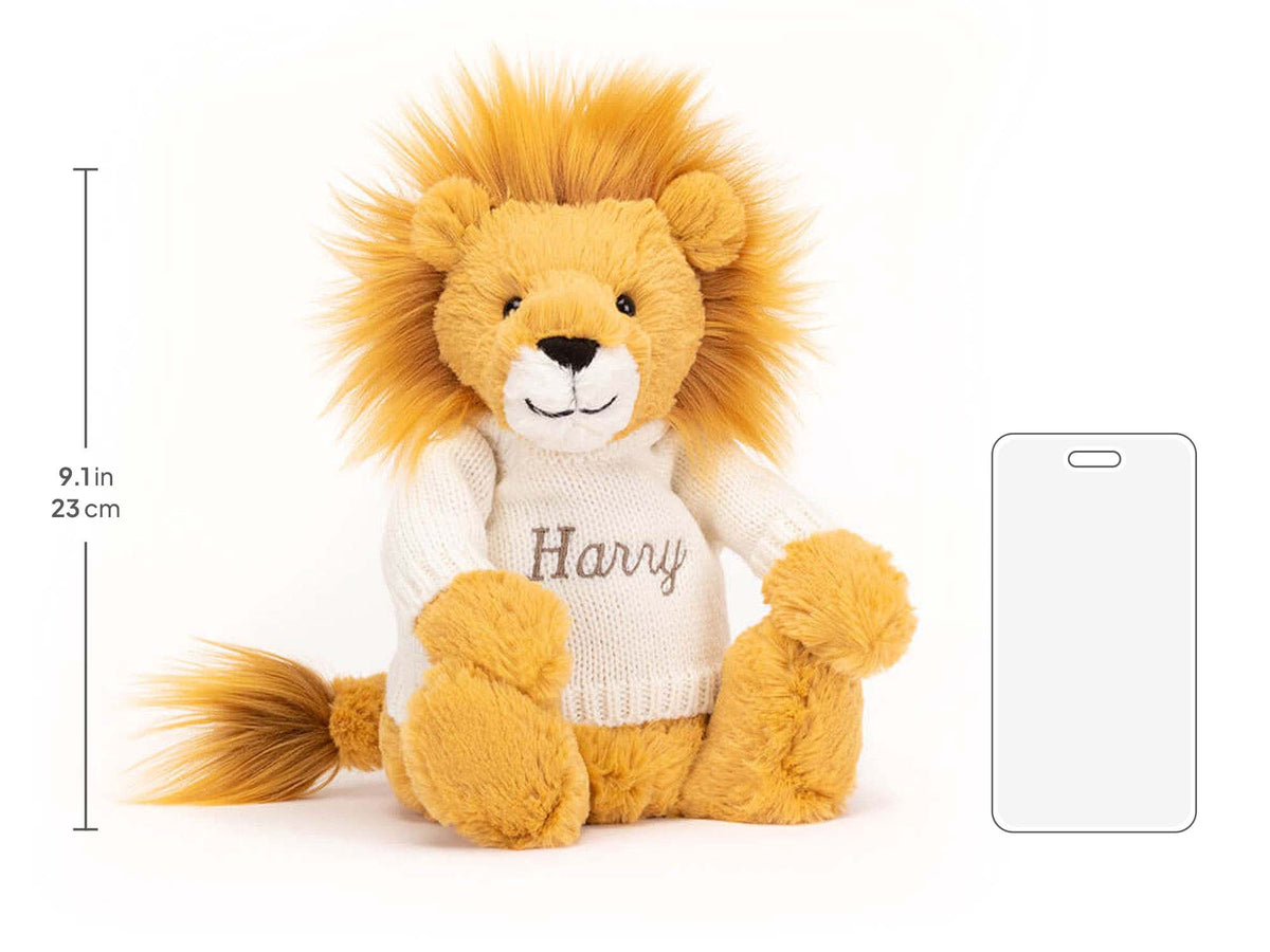 Bashful Lion with Personalized Cream Jumper