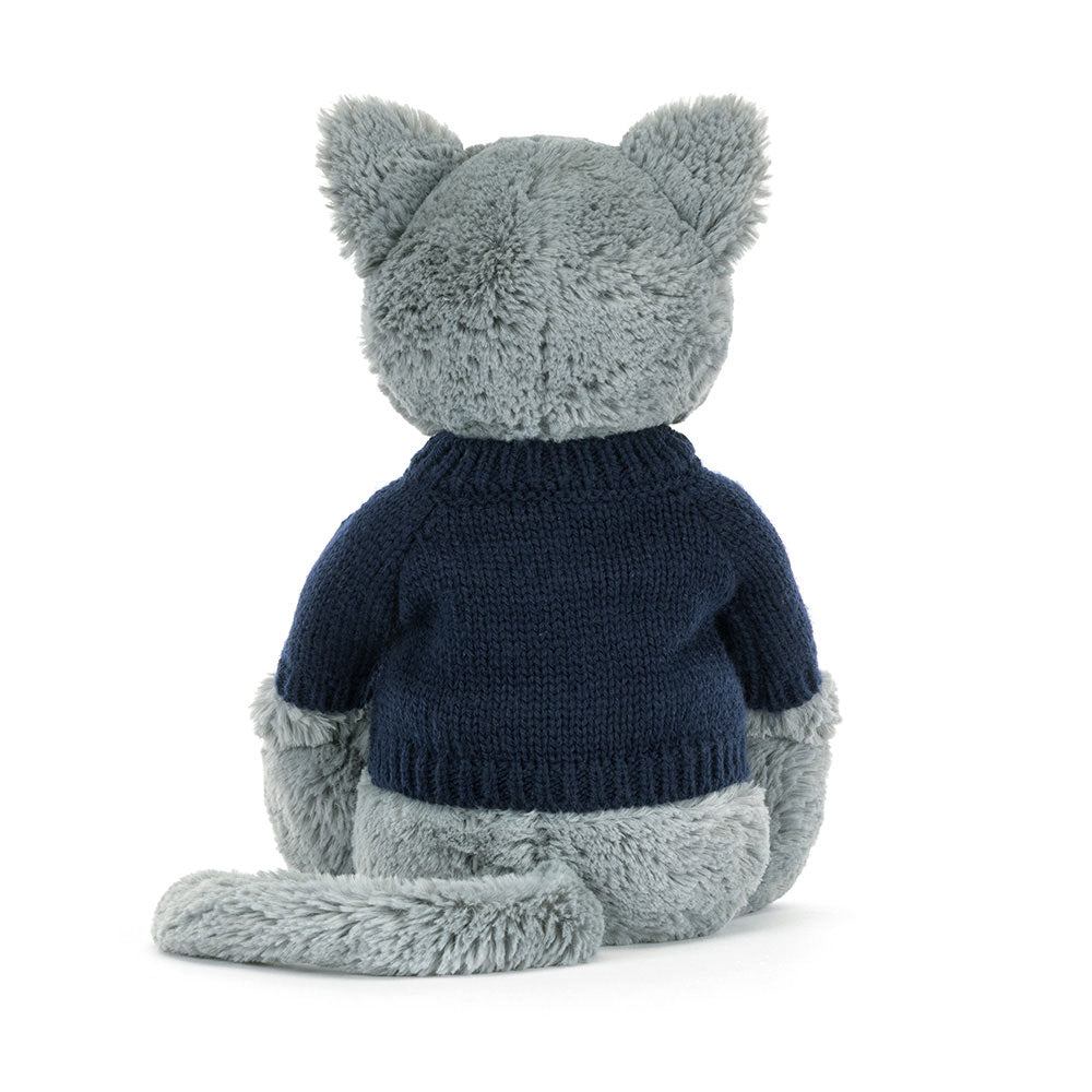 Bashful Kitten with Personalized Navy Jumper