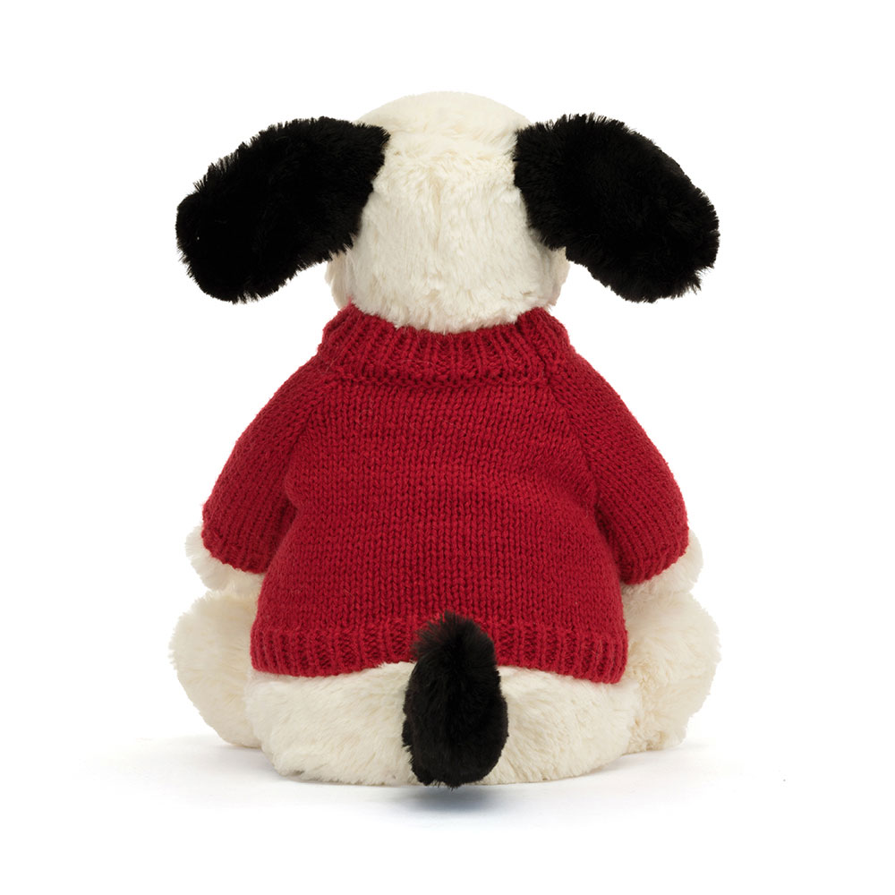 Bashful Rufferty Black & Cream Puppy with Personalized Red Jumper