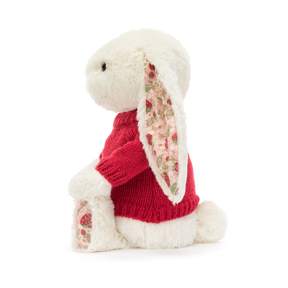 Blossom Cream Bunny 'Berry' with Personalized Red Jumper