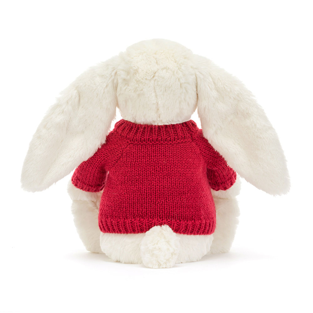 Blossom Cream Bunny 'Berry' with Personalized Red Jumper