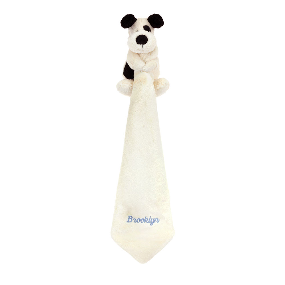 Personalized Bashful Black & Cream Puppy Soother
