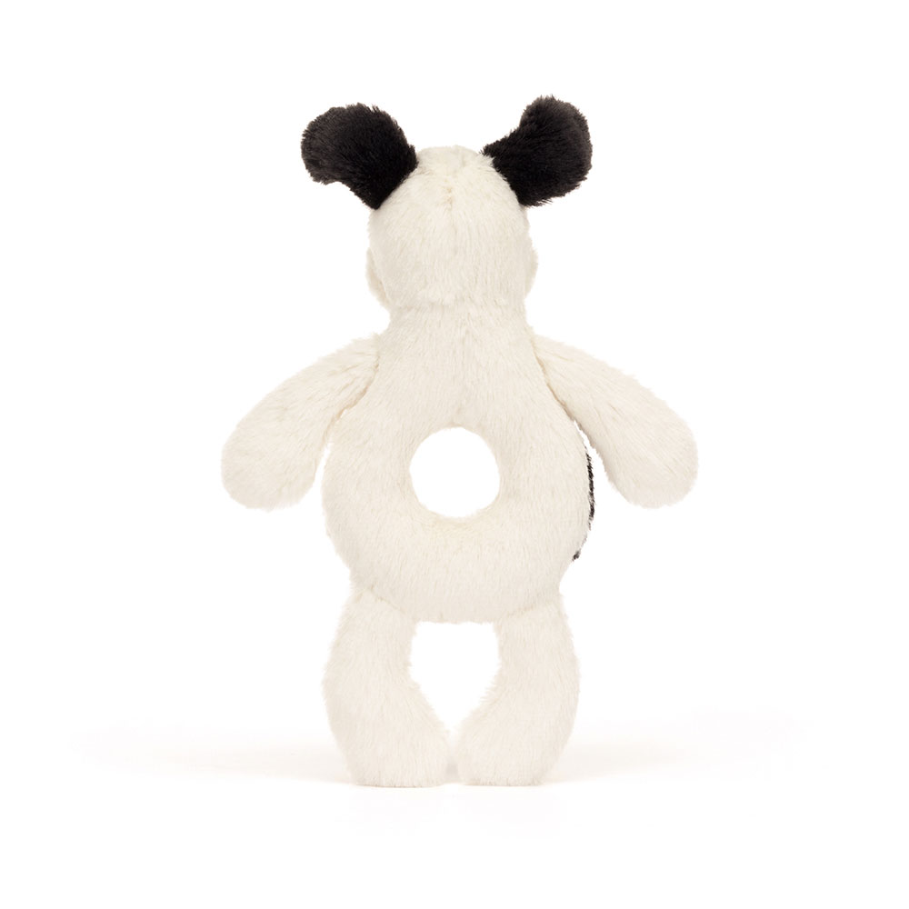Bashful Rufferty Black & Cream Puppy Ring Rattle