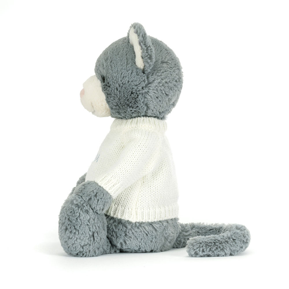 Bashful Kitten with Personalized Cream Jumper