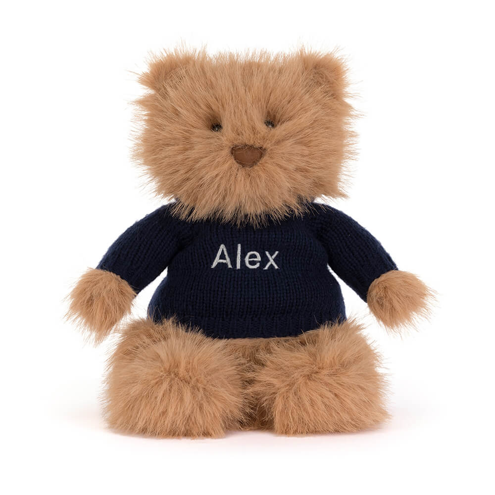 Bartholomew Bear Bouffant with Personalized Navy Jumper