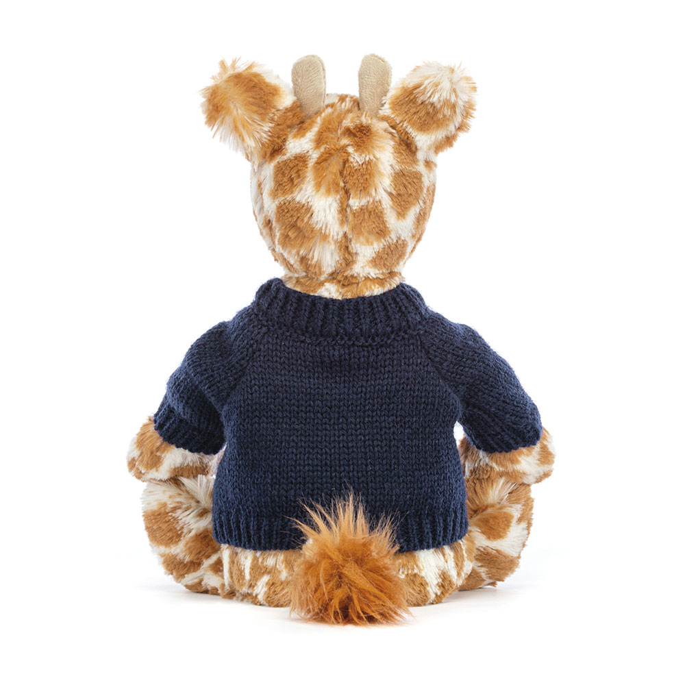 Bashful Giraffe with Personalized Navy Jumper