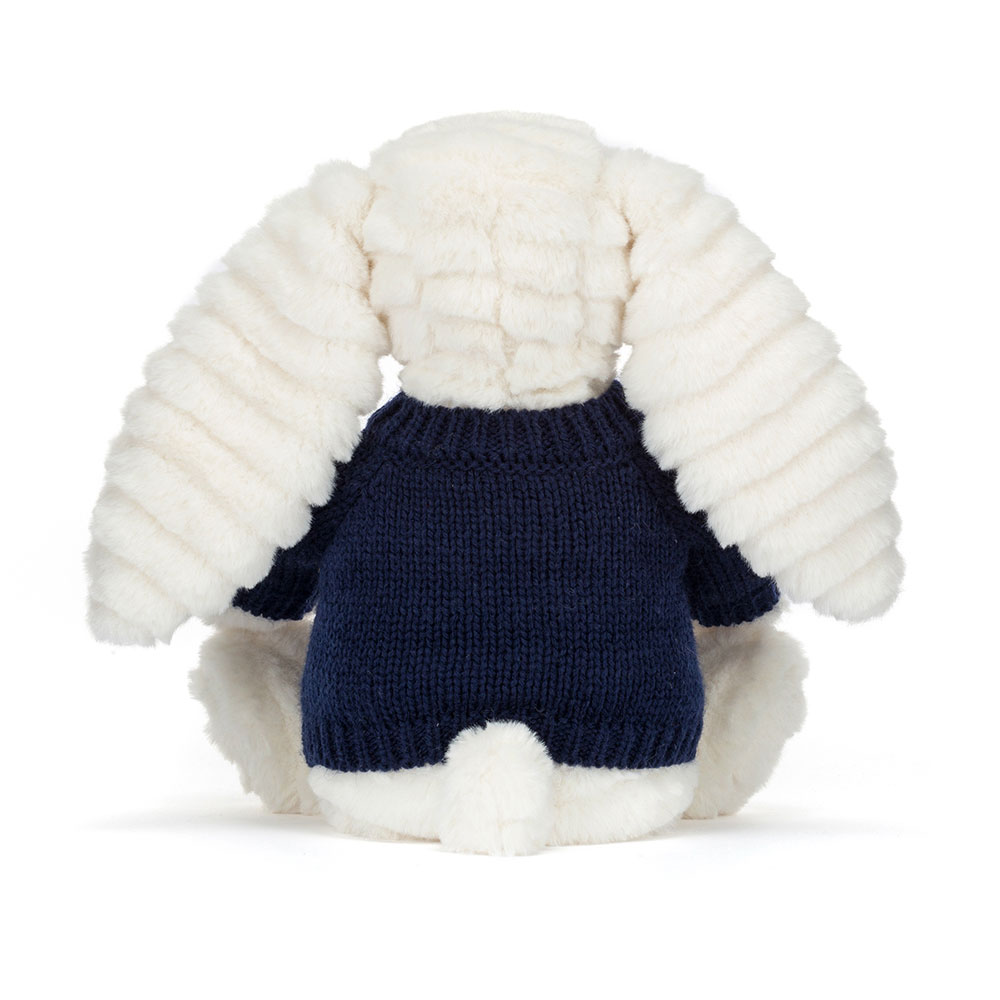 Bashful Luxe Bunny Nimbus with Personalized Navy Jumper