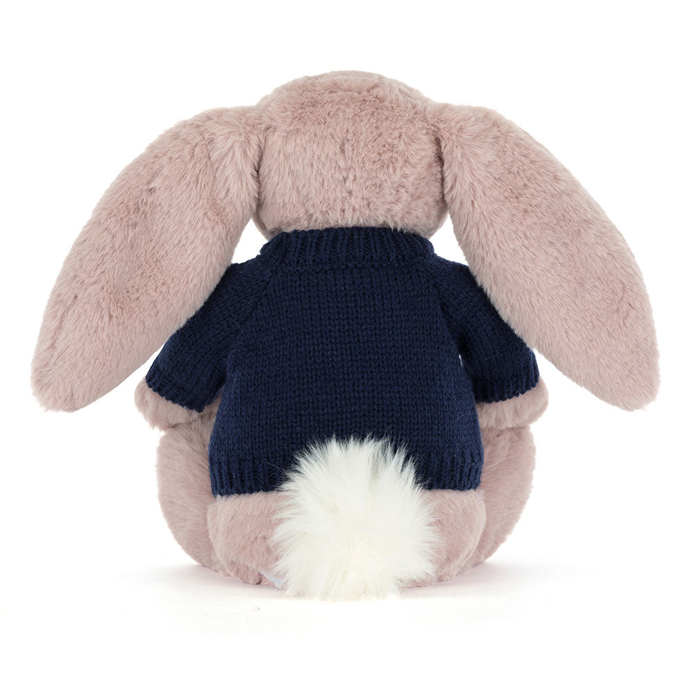 Bashful Luxe Bunny Rosa with Personalized Navy Jumper