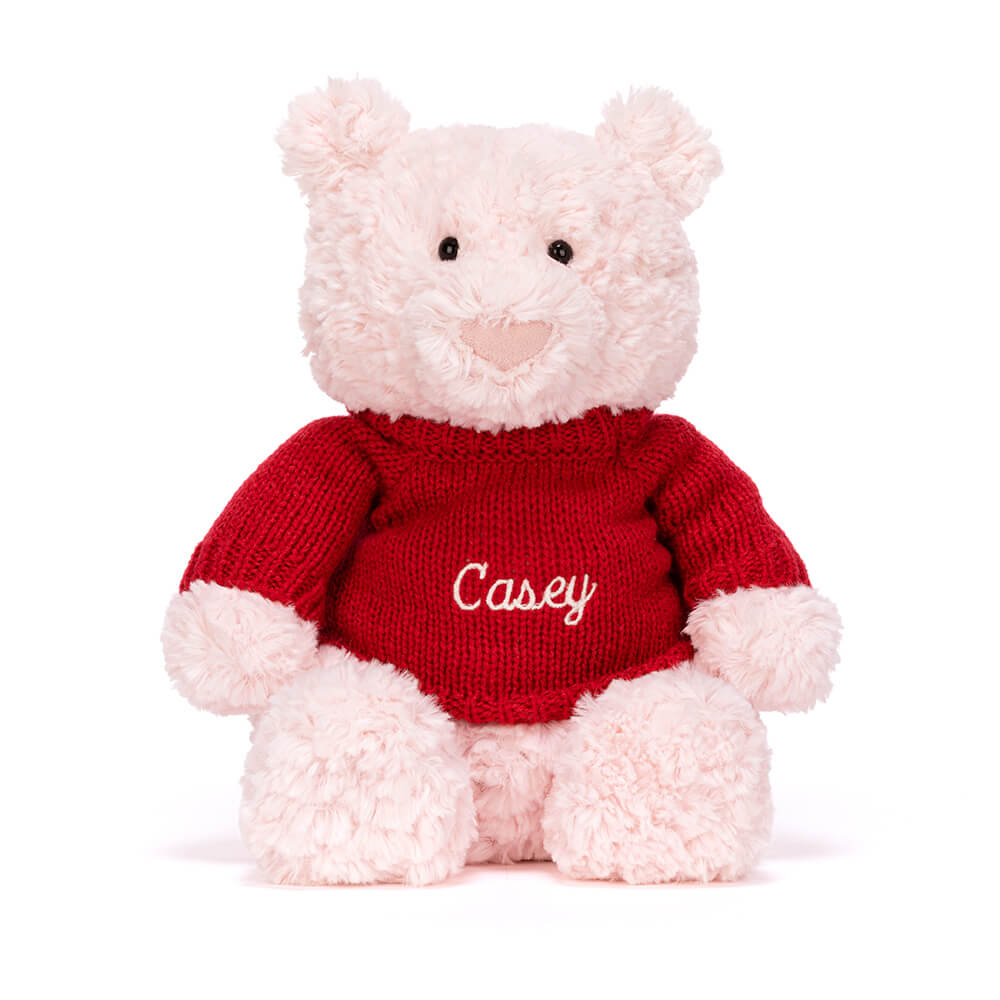 Leola Bear with Personalized Red Jumper